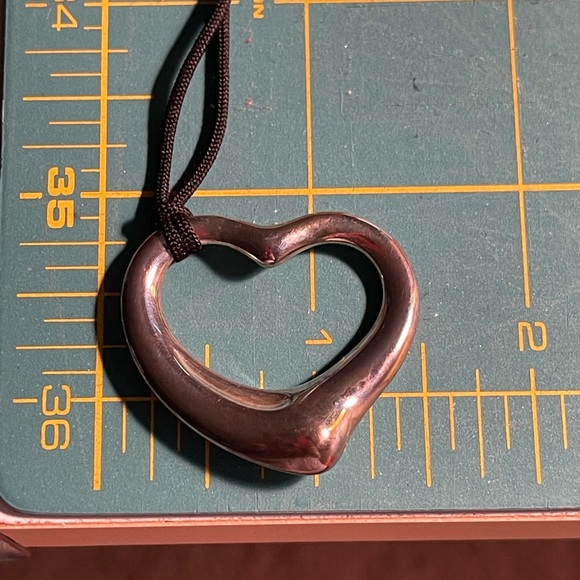 Tiffany & Co. Elsa Peretti Large Open Heart Black Cord Necklace - Picture 6 of 7